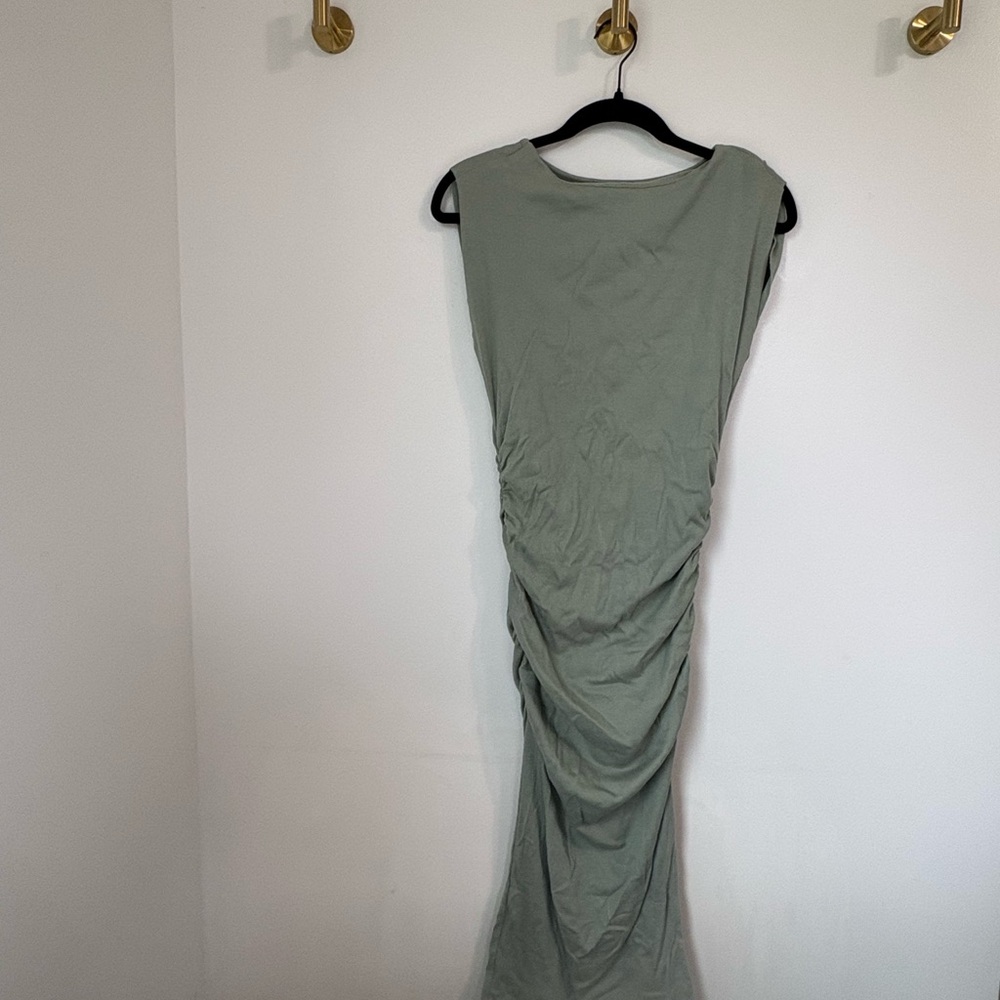 Michael Stars Sage Green Ruched Sleeveless Maxi Dress